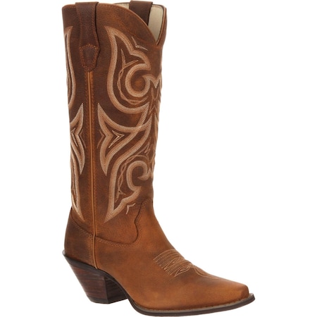 Durango Women's Western Boot, 10 M, Leather, 13 in H, Distressed Cognac RD3514